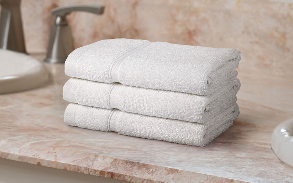 Park MGM Las Vegas Striped Trim Hand Towel in 100% Cotton